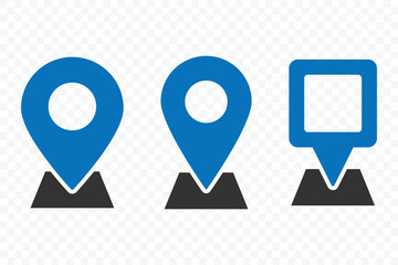 Location map pin icon set. Map navigation line style symbol. Gps location sign. Modern map markers. Navigation, Geo location point. Vector illustration