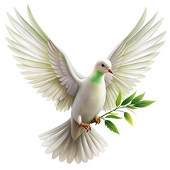 Obraz premium Peace Dove with Olive Branch – Transparent Background