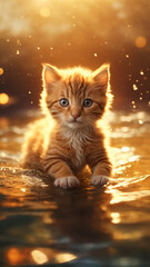 cat in the water
