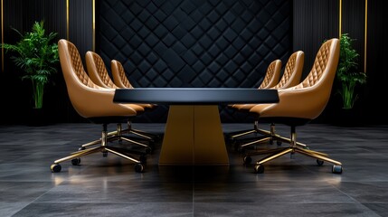 Business book collection showcased in a sleek modern office with gold accents and artistic lighting