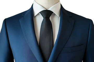 Elegant Blue Suit and Dark Tie Professional Attire Formal Wear Menswear Fashion Corporate on transparent background