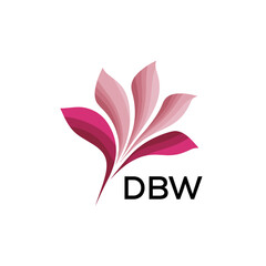Fototapeta premium Abstract Pink Flower Petals Logo with Typography , DBW Later Logo, Elegant Gradient Botanical Emblem with Text DBW , Creative Nature-Inspired Logo Concept Isolated on White. 