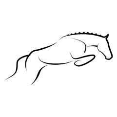 Elegant Horse Jumping Line Art Illustration - 6072025