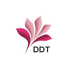 Abstract Pink Flower Petals Logo with Typography , DDT Later Logo, Elegant Gradient Botanical Emblem with Text DDT , Creative Nature-Inspired Logo Concept Isolated on White.
