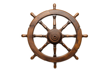 Wooden Ship Wheel Isolated on Transparent Background Vintage Style © TareqHossain