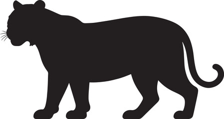 Fototapeta premium tiger black silhouette vector, Simple silhouette Design vector icon with white background. Wild Animal Vector