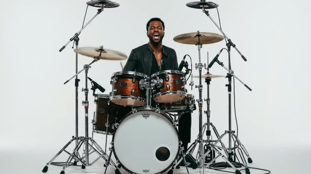 Drummer in Action Sounding Off