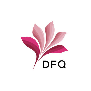 Abstract Pink Flower Petals Logo with Typography , DFQ Later Logo, Elegant Gradient Botanical Emblem with Text DFQ , Creative Nature-Inspired Logo Concept Isolated on White.
