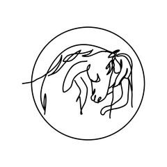 Serene Horse Line Art Elegant One-Line Drawing of a Resting Horse