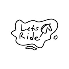 Let's Ride! Fun Horse Illustration Whimsical Stick Horse Design