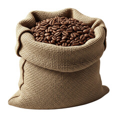 Coffee packaging bag with fresh roasted beans, isolated on clear background Generative Ai.