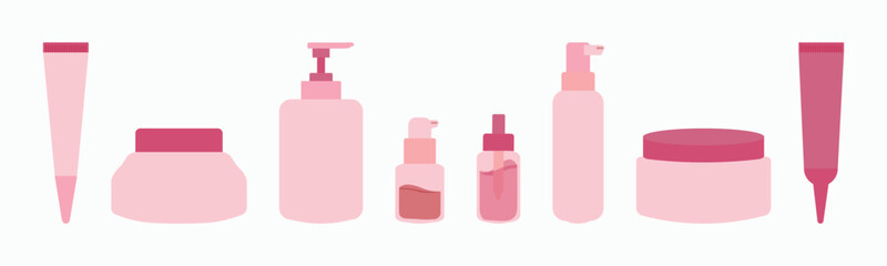 Beauty Skincare Bottles Vector Pack – Flat and Aesthetic Style