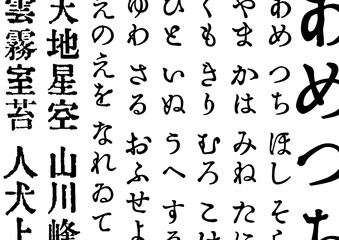 あめつちの詞 手習い　漢字とひらがなの文字背景