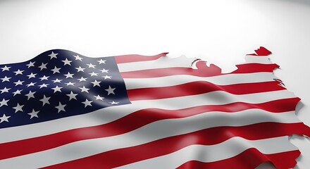 Fototapeta premium US Flag Shaped Like United States, American Pride and Patriotism Symbol, Patriotic Image of America