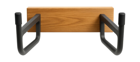 Horizontal bike wall rack with wooden base and metal brackets