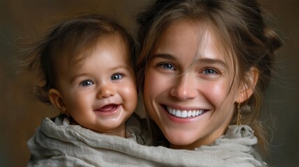Happy mother and baby sharing a joyful moment in a cozy indoor setting during the afternoon