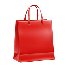 Red shopping bag isolated on transparent background Generative Ai.