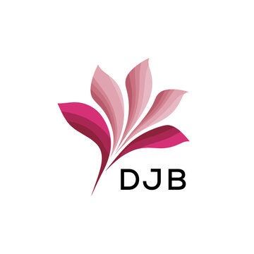 Abstract Pink Flower Petals Logo with Typography , DJB Later Logo, Elegant Gradient Botanical Emblem with Text DJB , Creative Nature-Inspired Logo Concept Isolated on White.
