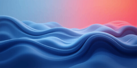 Obraz premium Smooth blue waves flow across a soft, colorful background, creating a silken, fluid design