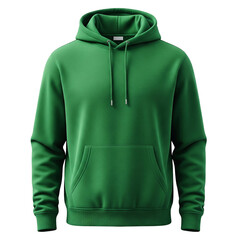 Minimalist green hoodie with hood, isolated on transparent background Generative Ai.