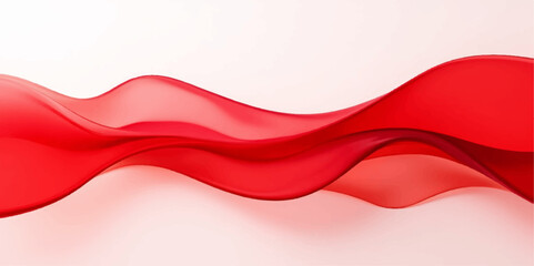 Vibrant red silk curves and flows in a soft, artistic wave pattern, creating a smooth, abstract backdrop illustration