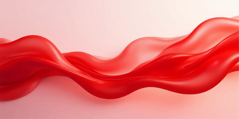 A vibrant, flowing red silk backdrop with a soft, curved heart design creates a smooth, textured pattern