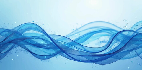 Abstract blue background featuring flowing lines and a decorative wave pattern, creating a light and fluid design