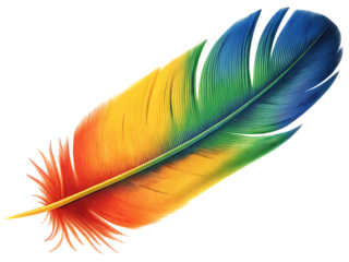 colorful feather isolated on white background PNG, AI GENERATED