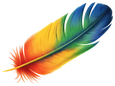 colorful feather isolated on white background PNG, AI GENERATED