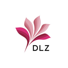 Abstract Pink Flower Petals Logo with Typography , DLZ Later Logo, Elegant Gradient Botanical Emblem with Text DLZ , Creative Nature-Inspired Logo Concept Isolated on White.
