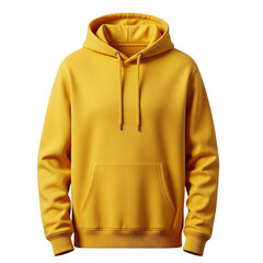 Minimalist yellow hoodie with hood, isolated on transparent background Generative Ai.
