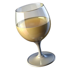 3D Wine Glass with Light Yellow Liquid - Elegant Wine Concept on Transparent Background