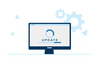 Flat Style System Update Illustration with Gear Icons