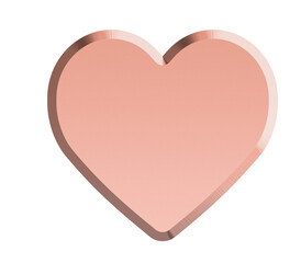 3D Rose Gold heart icon isolated on white