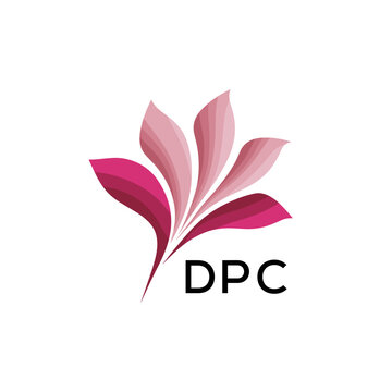 Abstract Pink Flower Petals Logo with Typography , DPC Later Logo, Elegant Gradient Botanical Emblem with Text DPC , Creative Nature-Inspired Logo Concept Isolated on White.
