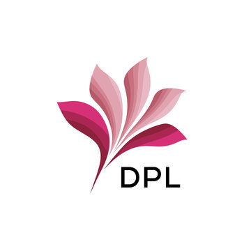 Abstract Pink Flower Petals Logo with Typography , DPL Later Logo, Elegant Gradient Botanical Emblem with Text DPL , Creative Nature-Inspired Logo Concept Isolated on White.
