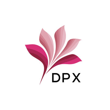 Abstract Pink Flower Petals Logo with Typography , DPX Later Logo, Elegant Gradient Botanical Emblem with Text DPX , Creative Nature-Inspired Logo Concept Isolated on White.
