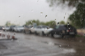 Raindrops on a car window