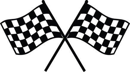 bold two crossed checkered flag silhouette for racing event visuals