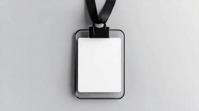 Blank ID card holder with lanyard on a white background.