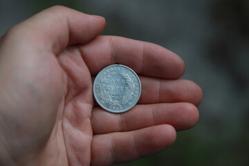 Antique silver coin one rupee of India