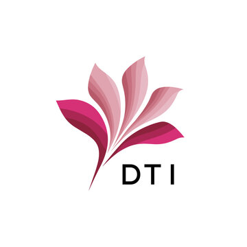 DTI Modern Floral Abstract Logo Design, DTI Later Logo, Elegant Pink Petal Logo Vector, Creative Botanical Brand Identity. 
