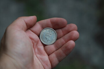 Antique silver coin one rupee of India