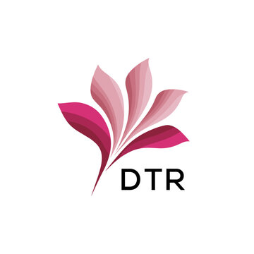 DTR Modern Floral Abstract Logo Design, DTR Later Logo, Elegant Pink Petal Logo Vector, Creative Botanical Brand Identity. 
