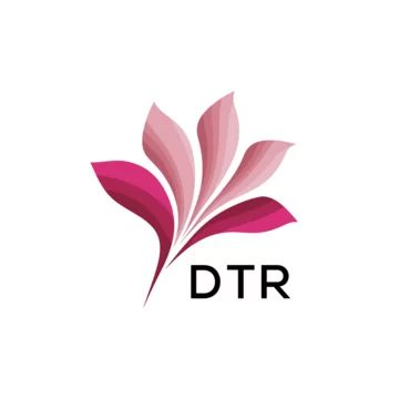 DTR Modern Floral Abstract Logo Design, DTR Later Logo, Elegant Pink Petal Logo Vector, Creative Botanical Brand Identity.