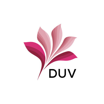 DUV Modern Floral Abstract Logo Design, DUV Later Logo, Elegant Pink Petal Logo Vector, Creative Botanical Brand Identity. 
