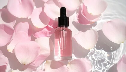 Rose Petal Serum: Soft Pink Dropper Bottle in Water