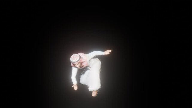 Football animation with arabian man character. For creating video content for YouTube, Instagram, social media, and more. Transparent background. PNG video file.