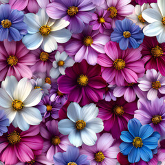 Seamless beautiful color flowers background pattern 