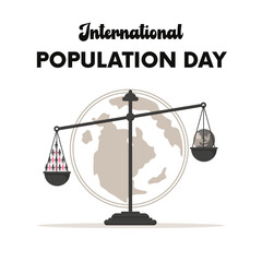Colorful and engaging poster layout in EPS format for World Population Day. Useful for campaigns, schools, or social media to highlight the importance of managing population and sustainability
